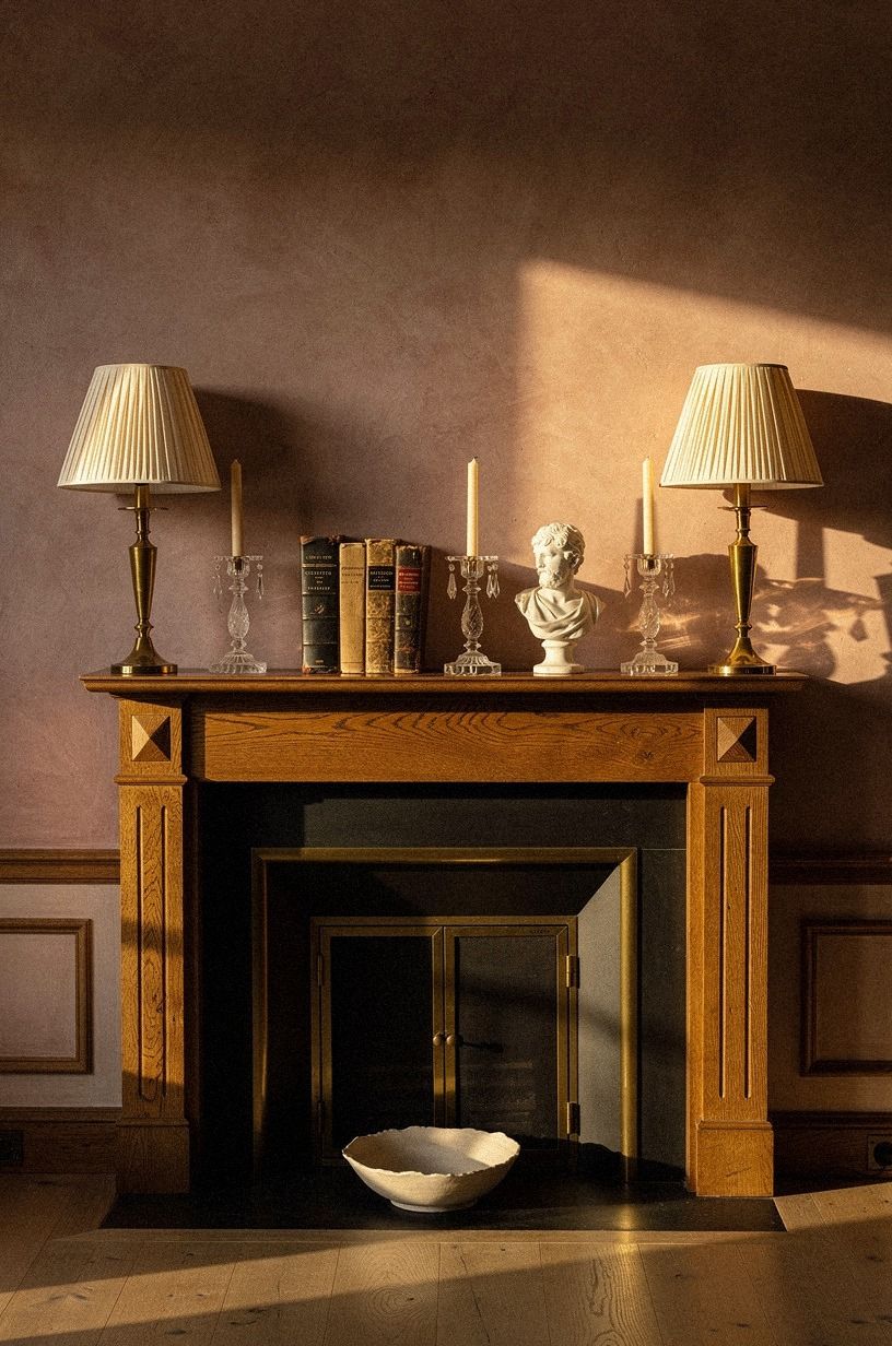 Anchor each side with pleated silk lampshades
