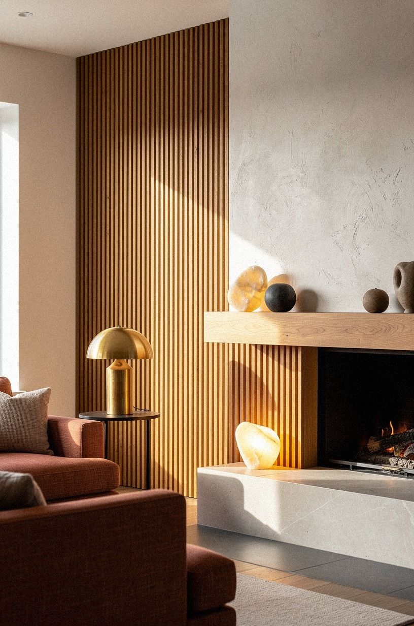 Wrap the surround in slim vertical wood slats
