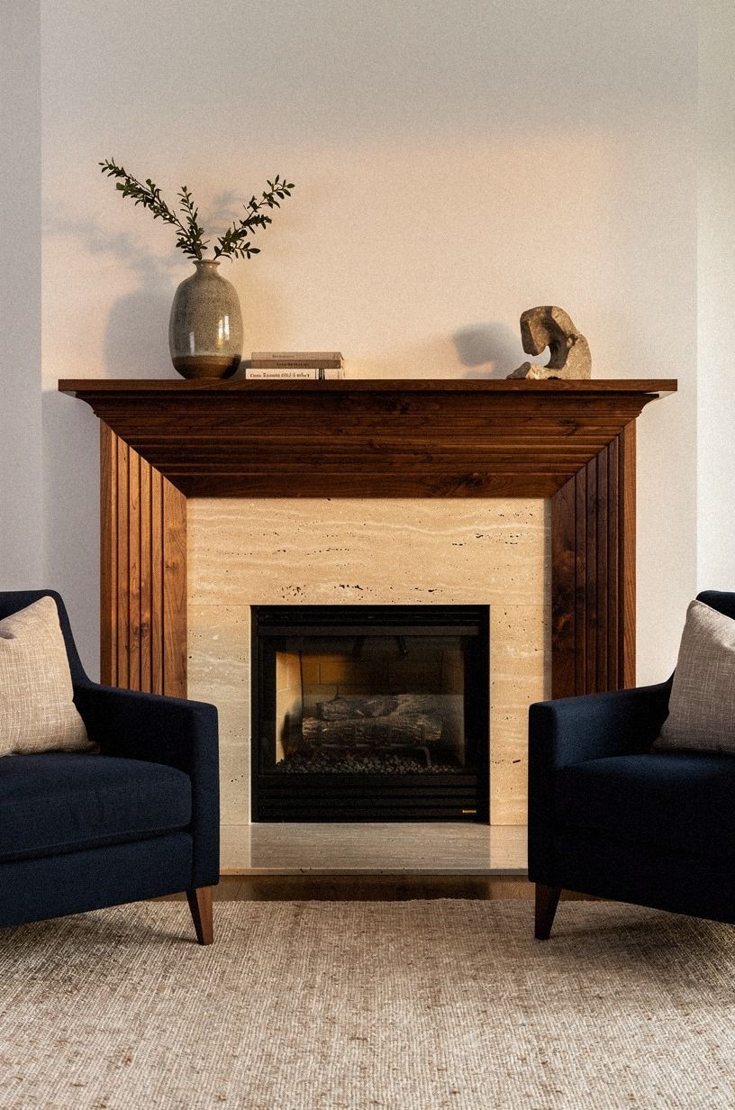 Carve shallow grooves along the mantel face