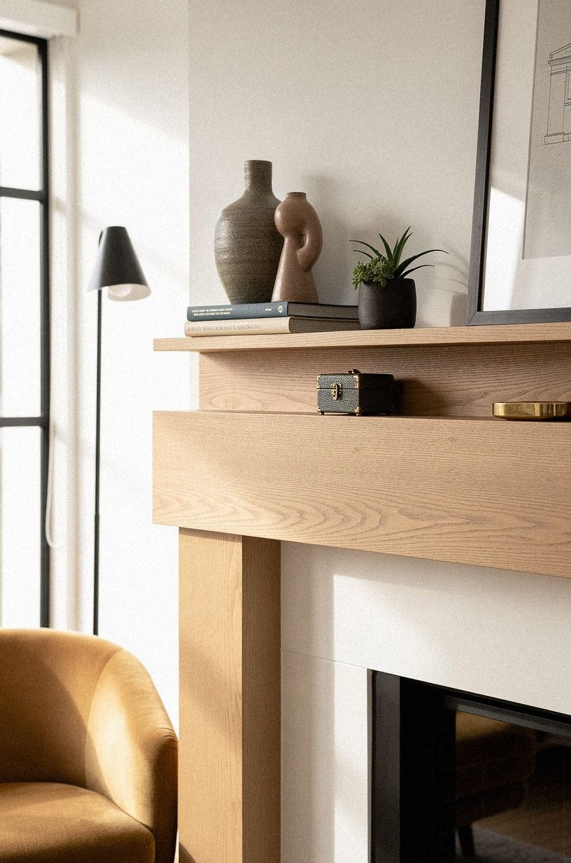 Should you run picture ledges across a wood mantel?
