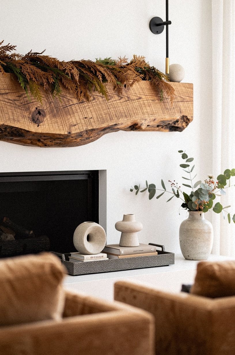 Drape cedar garland under the wavy lip