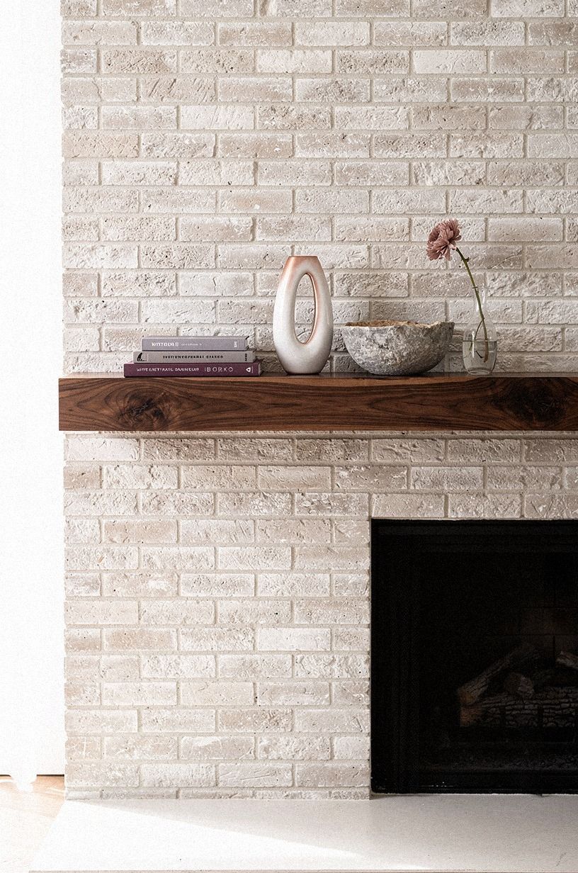 Limewash the mantel wall for softer texture