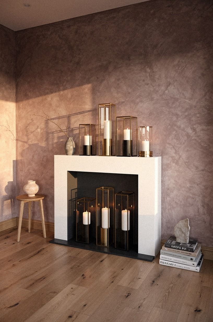 Place floor lanterns inside the empty surround