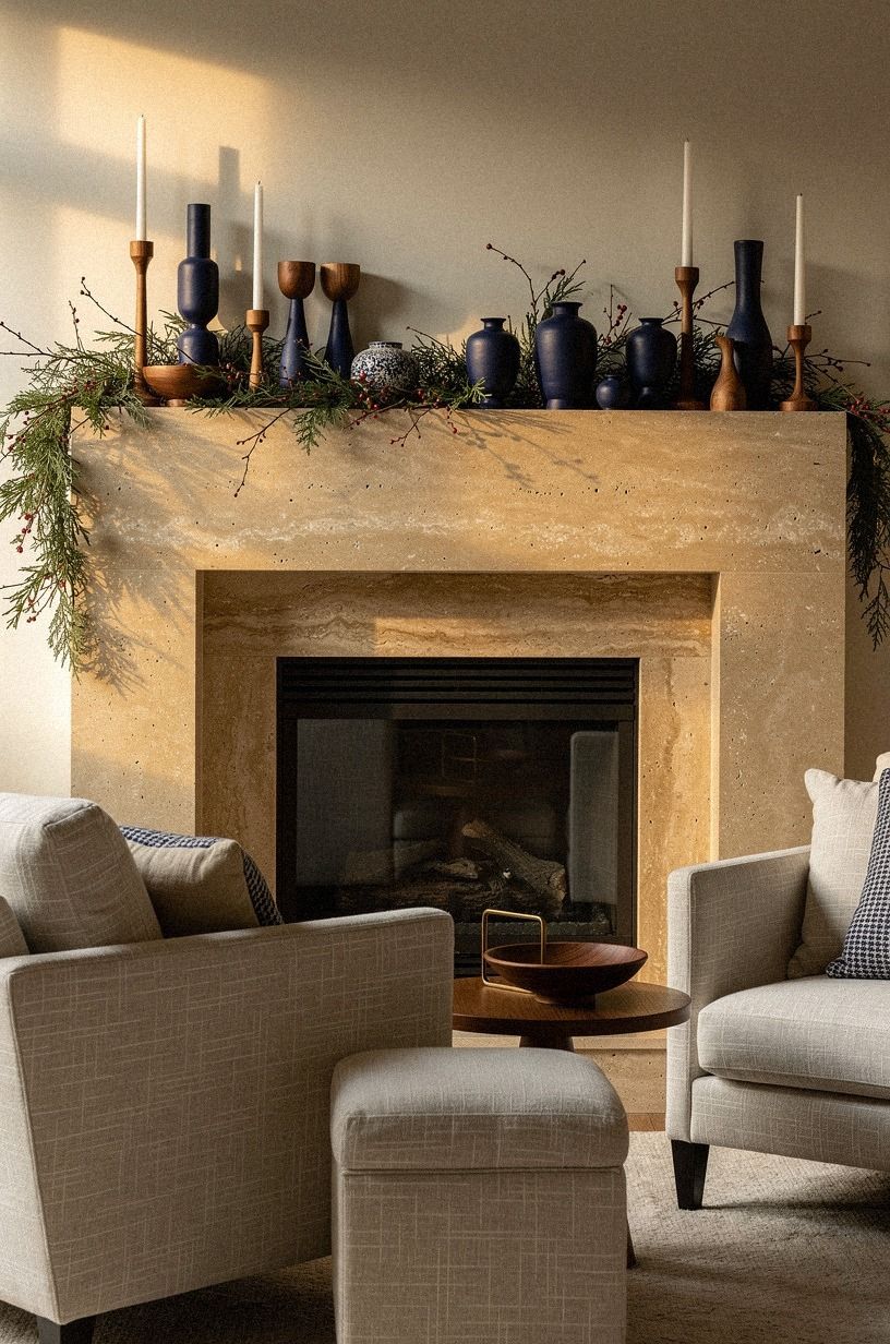 Run garland low along the mantel lip
