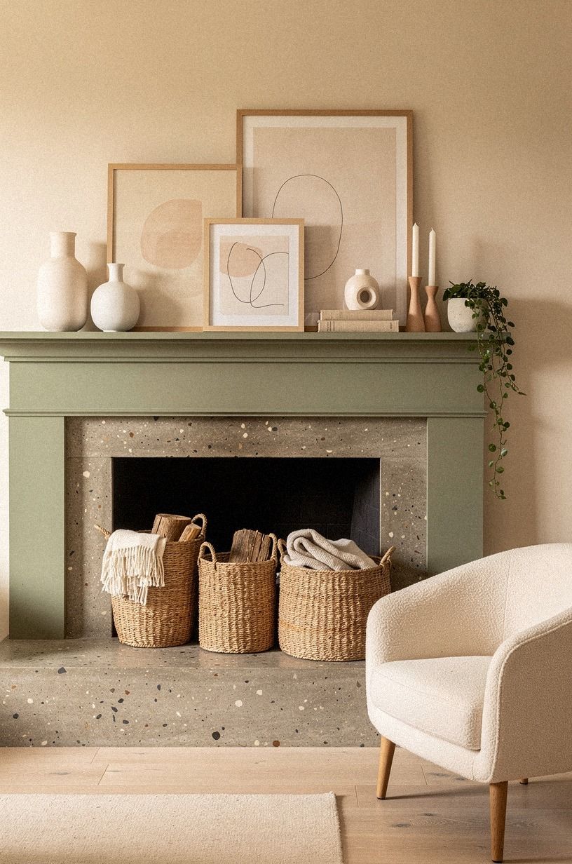 Ground the hearth with large woven baskets