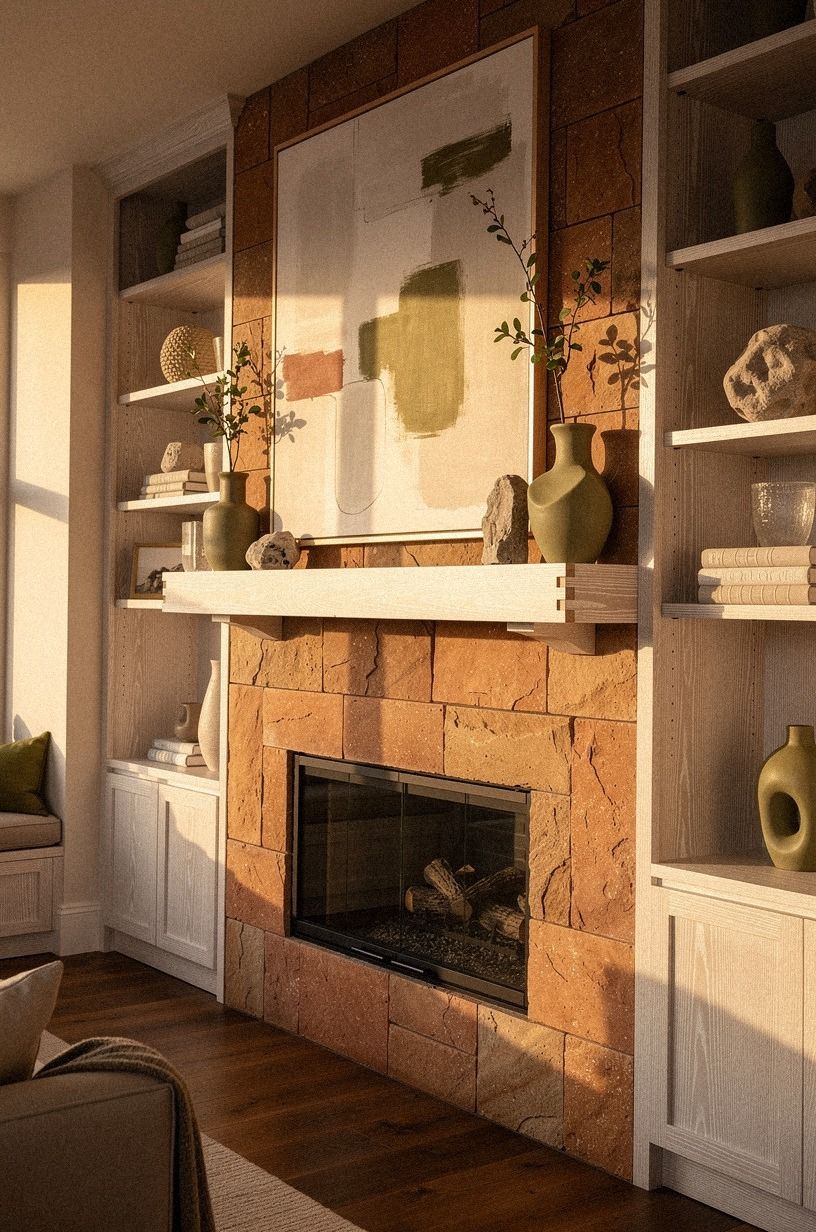 Build built-ins around the fireplace surround