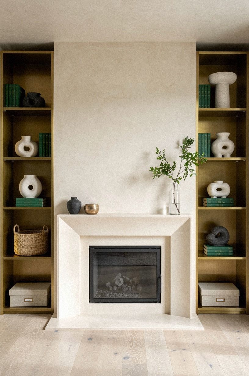 Frame the surround with slim bookcase towers