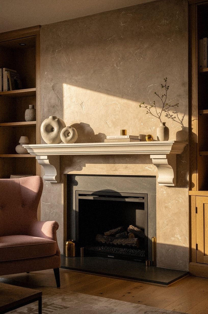Add corbels under a chunky painted mantel