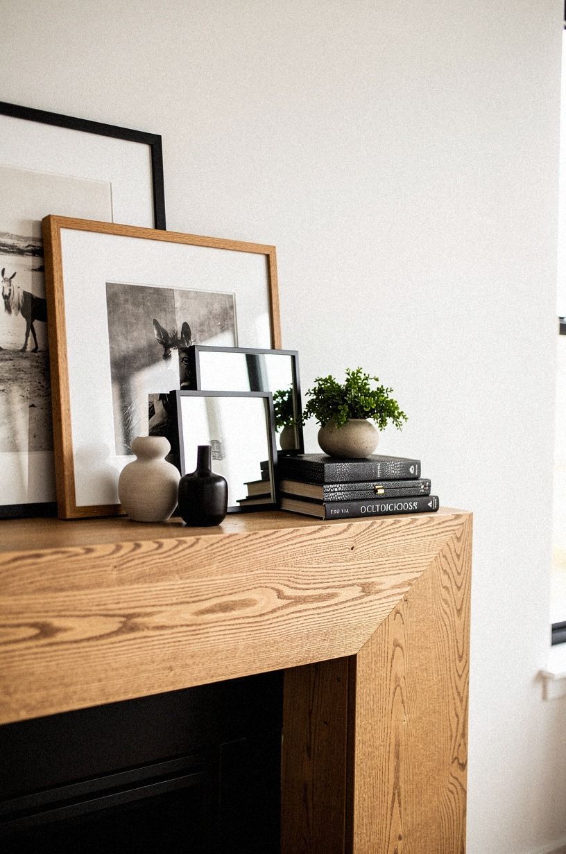 Tuck small mirrors beside stacked art: The Layer-Behind-Layer Move