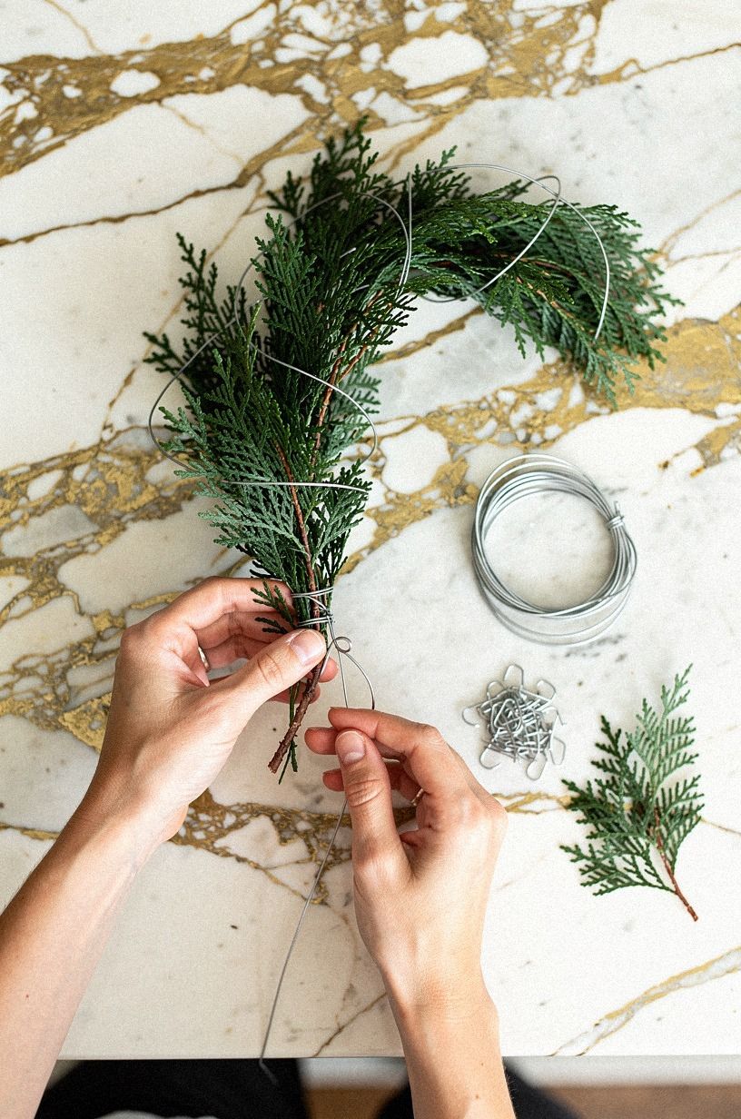 Lift the garland with hidden floral wire