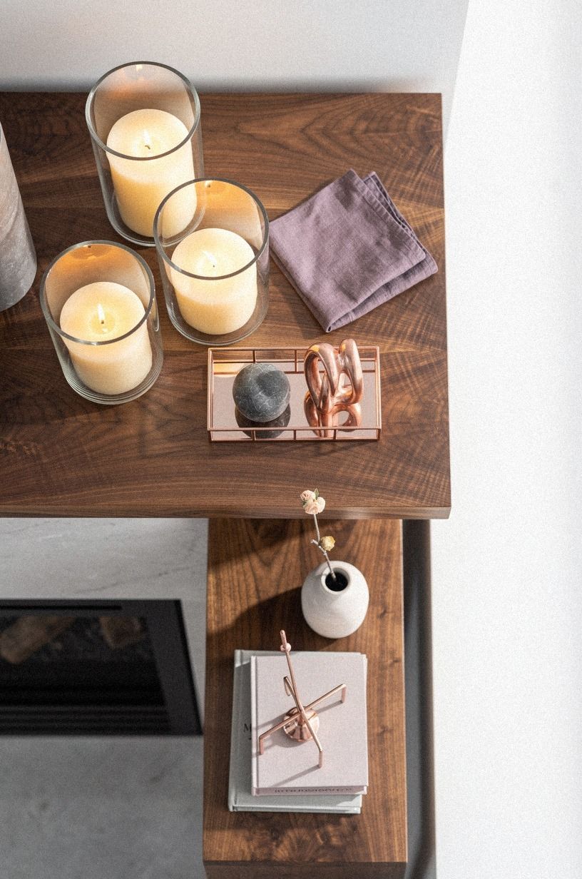 Build a low hurricane candle centerpiece