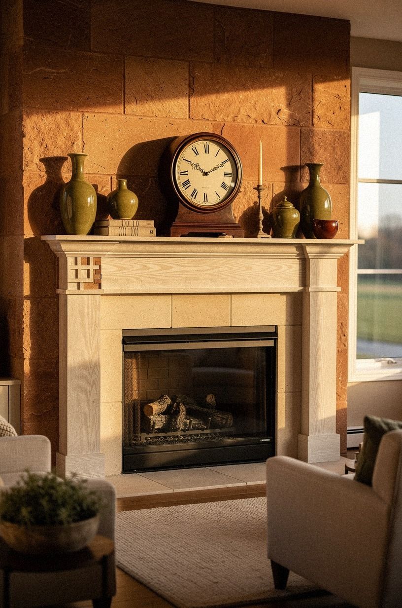 Start with a centered mantel clock
