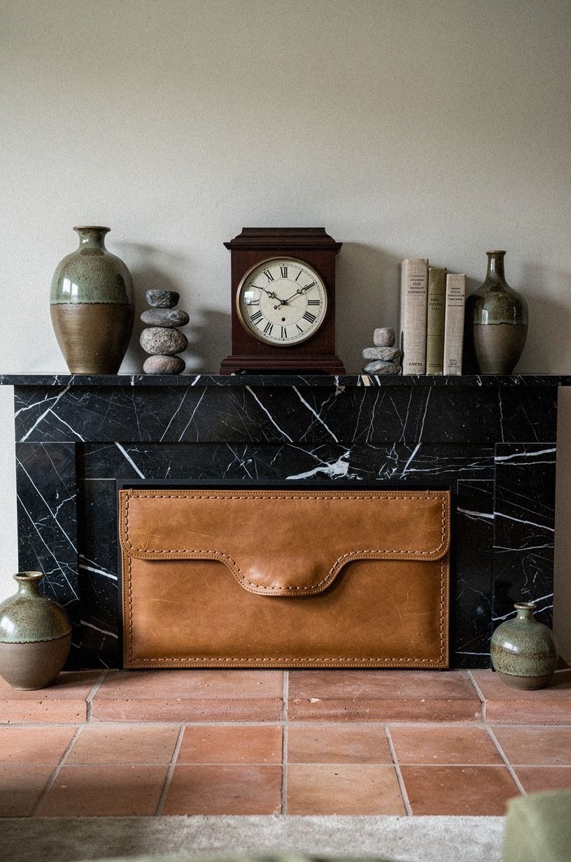 Style the hearth with matching clock tones