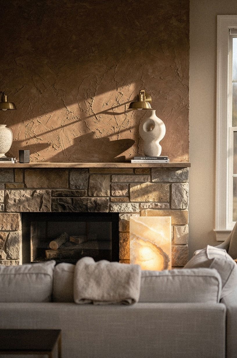 Paint a faux stone surround in limewash