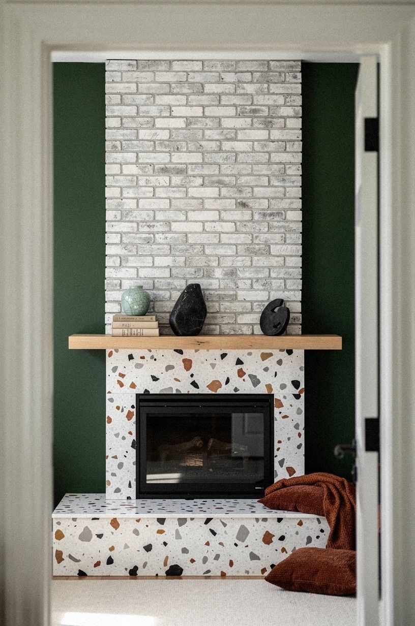 Install peel and stick brick above it