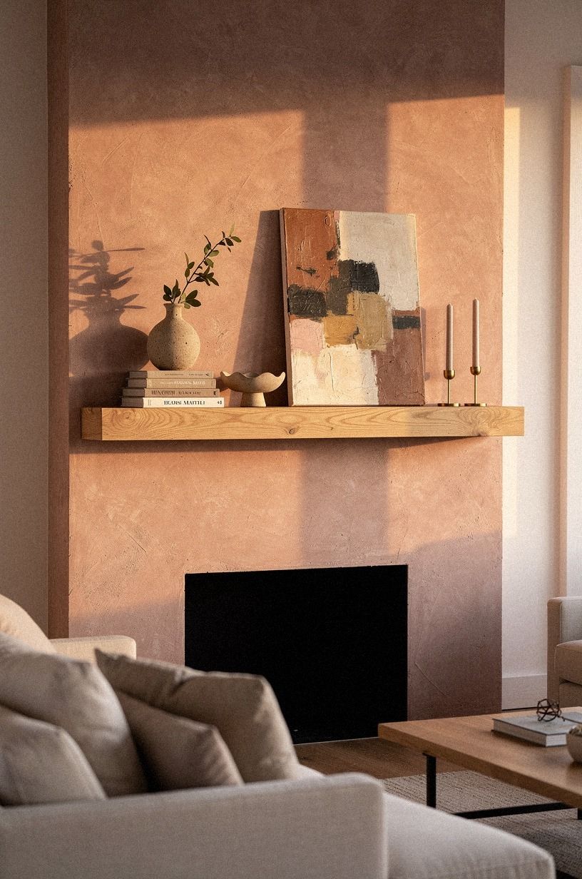 Mount a shallow picture ledge over the mantel