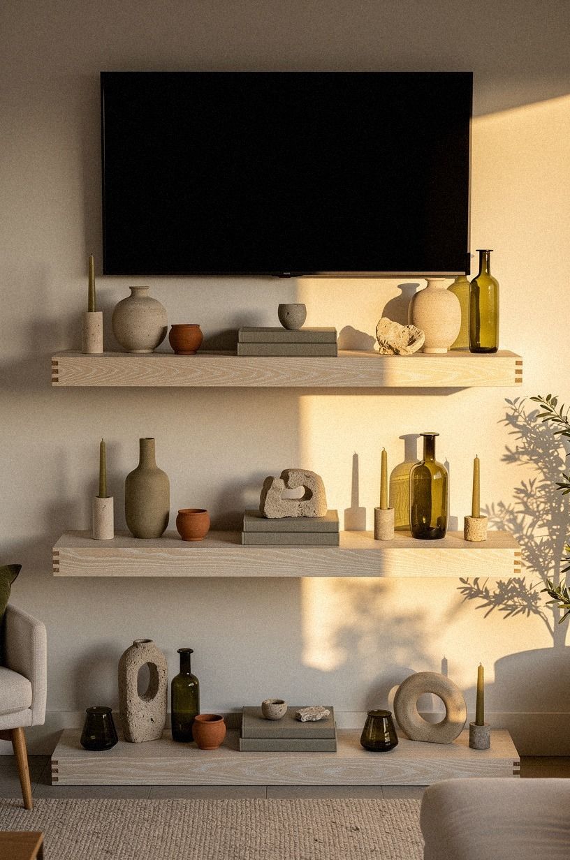 Start with a clean low-profile mantel