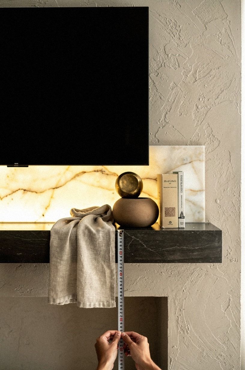 Measure the gap beneath the TV