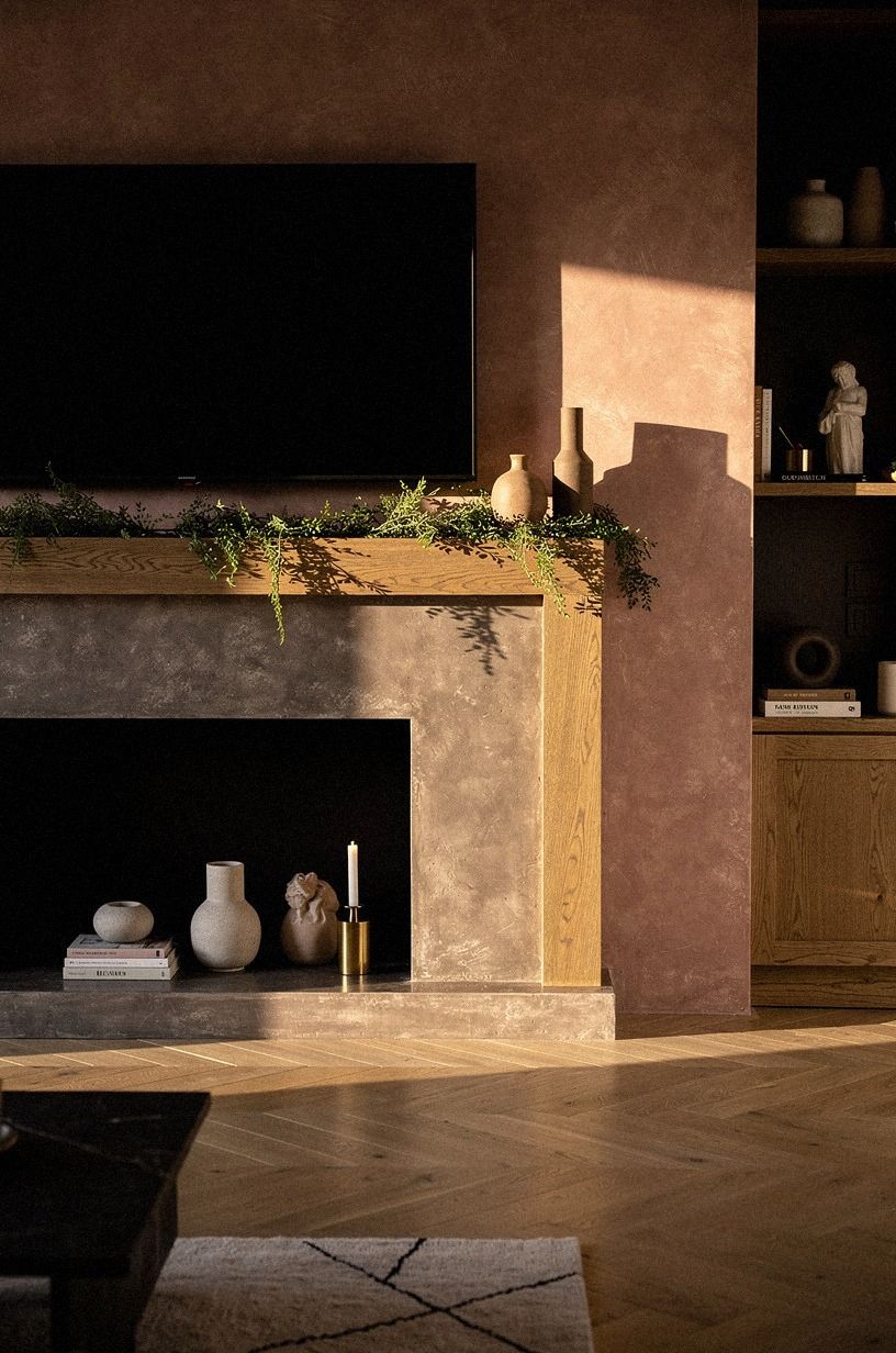Tuck greenery under the mantel lip