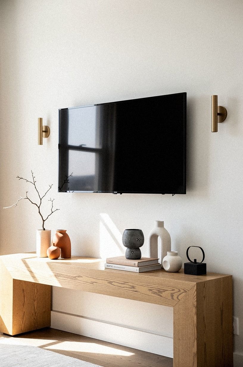 Matte black versus antique brass on TV sconces