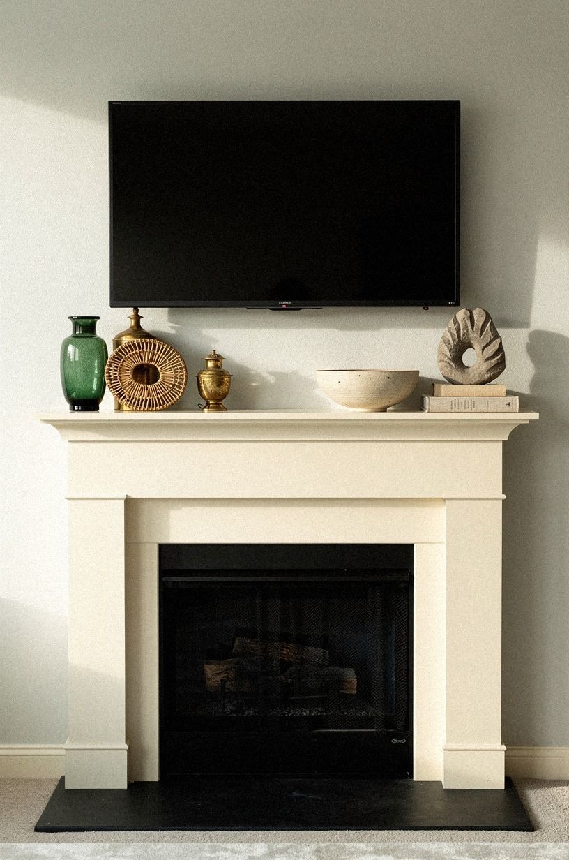 Tuck cable covers into a painted mantel channel