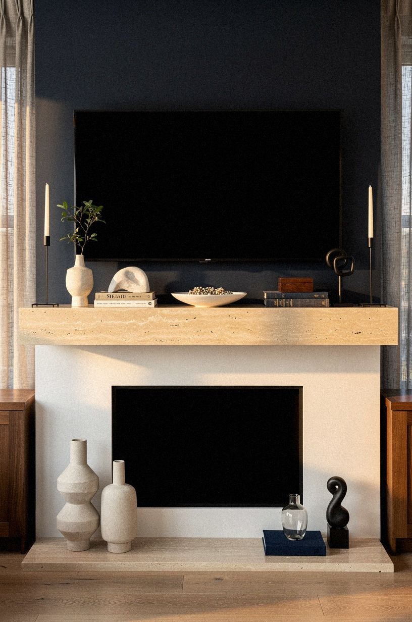 Bookend the shelf with slim taper holders