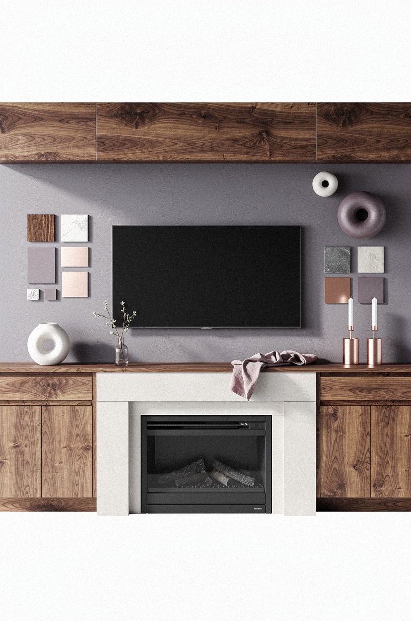 Place matching cabinets beside the hearth