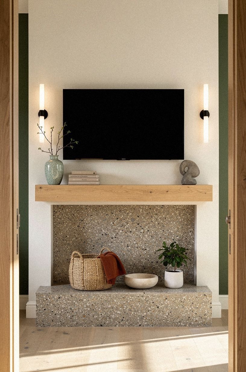 Hang narrow sconces outside the television frame
