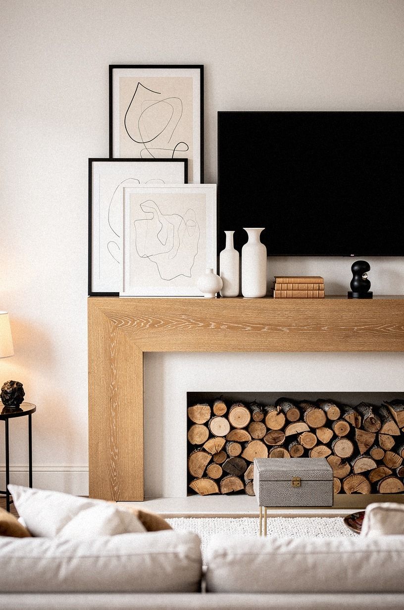 Balance it with stacked framed sketches