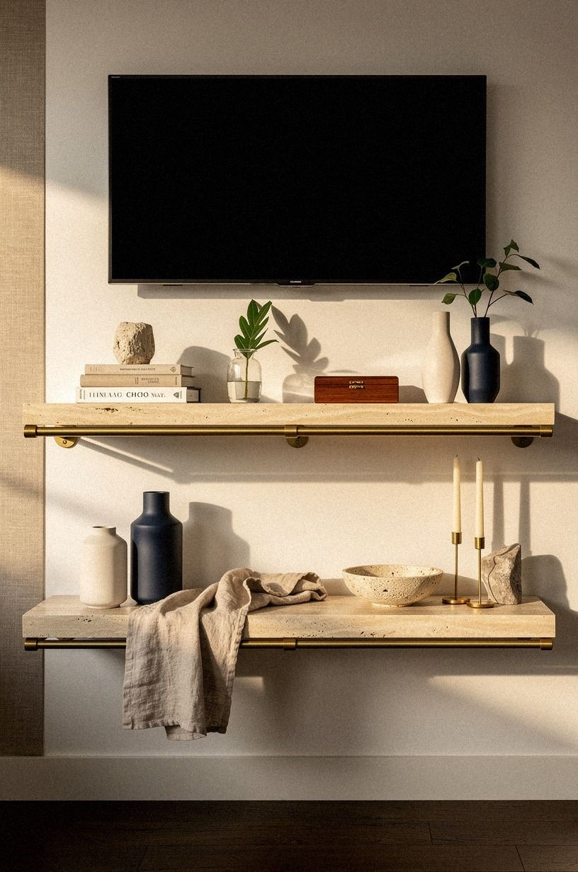 Install a brass gallery rail on the ledge