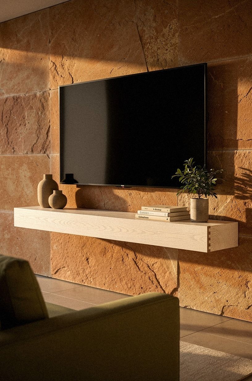 How to Style a Floating Mantel Under a TV for a Clean Modern Look