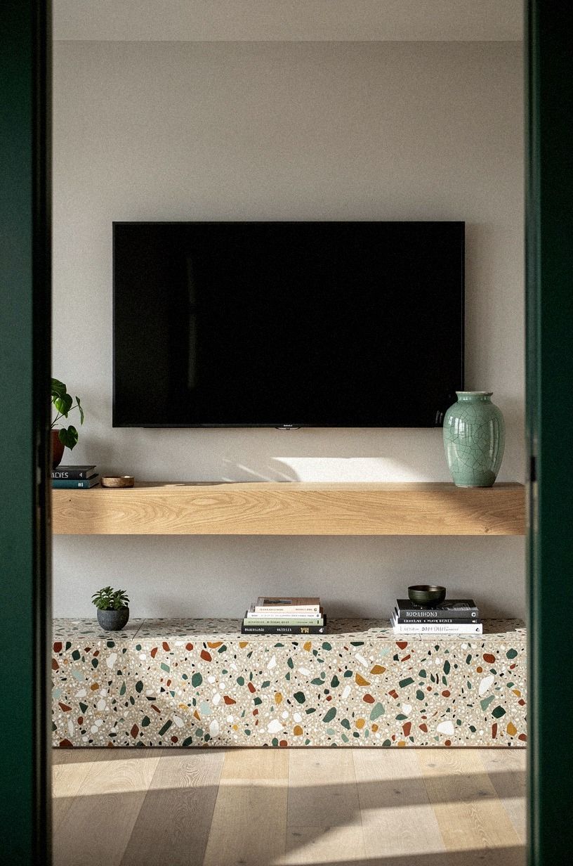 Run the mantel past the TV edges
