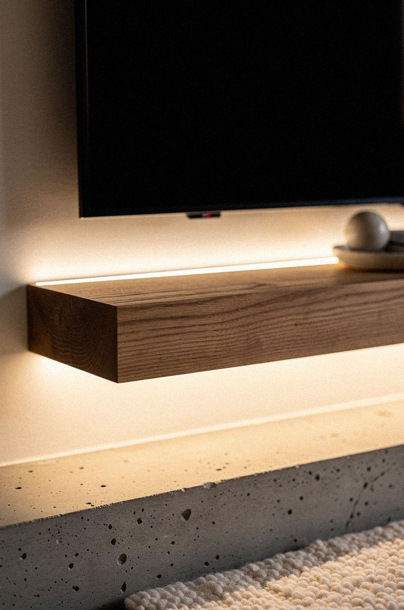 Tuck LED strip lighting beneath the shelf