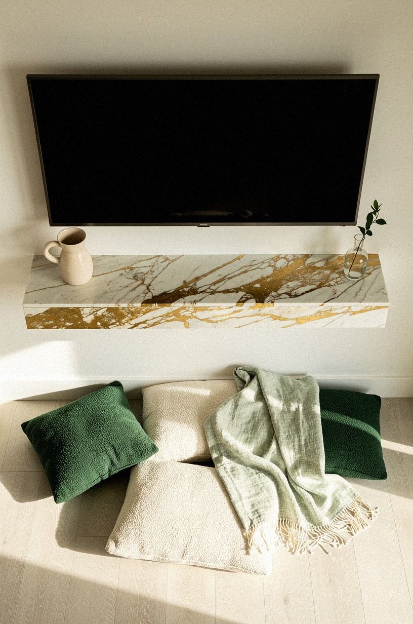 Soften the hearth with boucle floor cushions