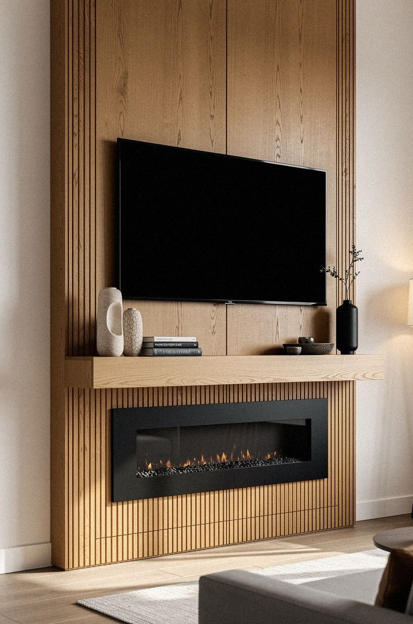Added slim oak panels beside the surround