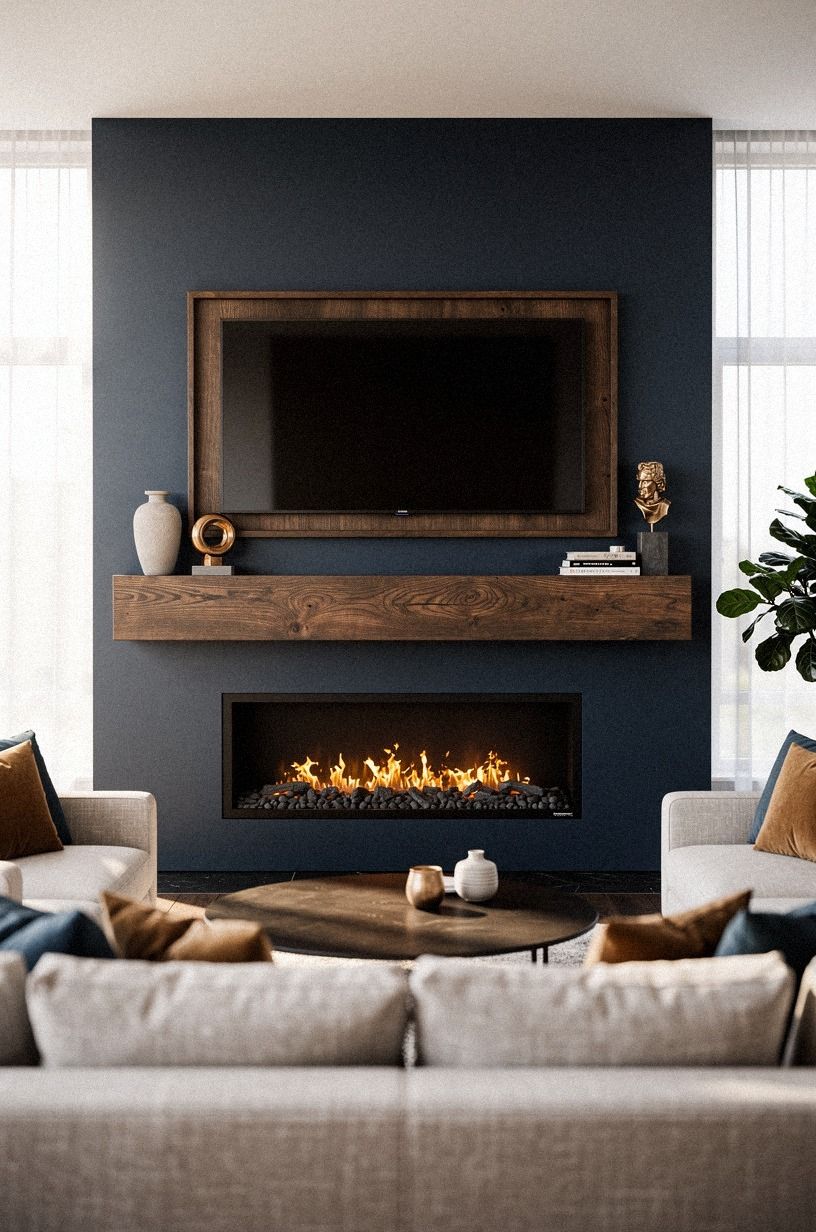 The Two-Wood Echo: matching the TV frame to the mantel