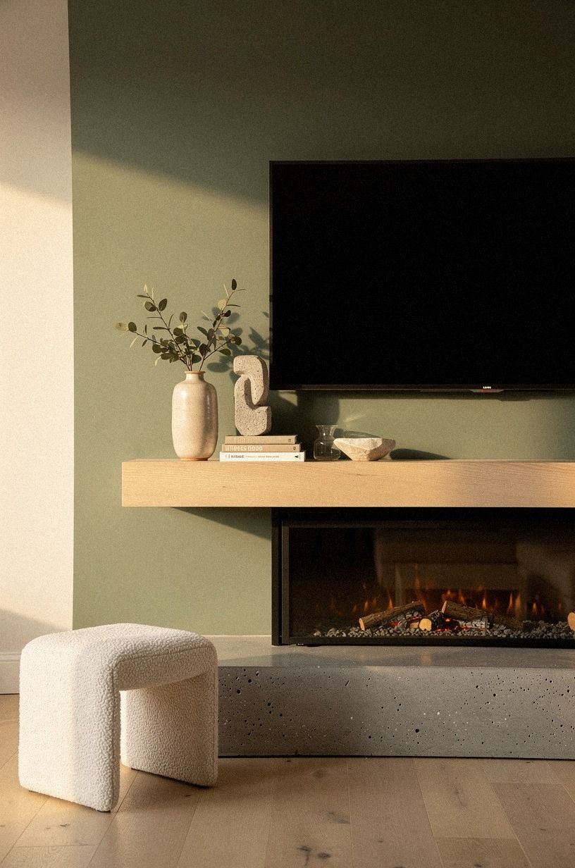 Kept the mantel styling low and sculptural