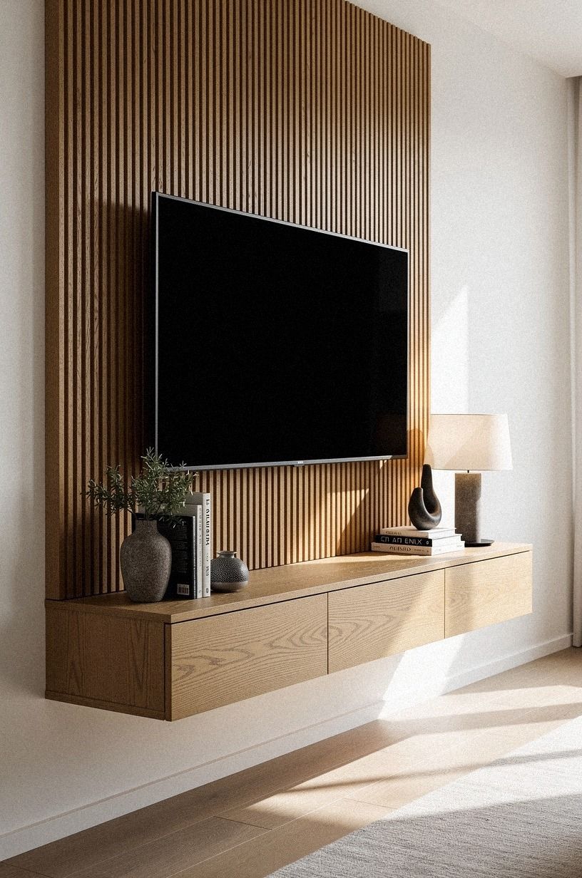 Hide cords inside a fluted wood panel