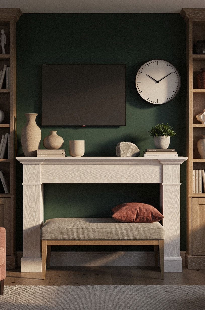 Float a statement clock beside the mantel