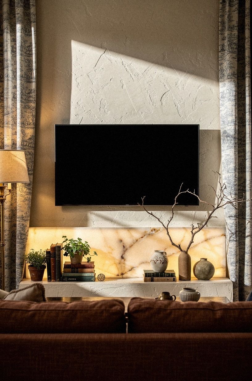 Layer toile panels beside the screen