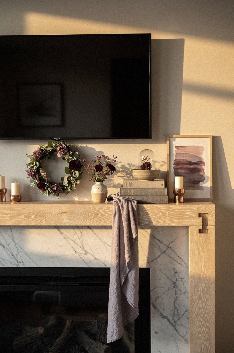 Float a petite wreath above the firebox