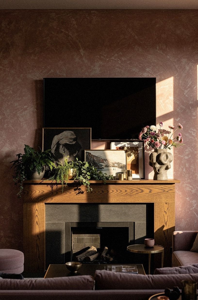 Place a floral vase near one corner