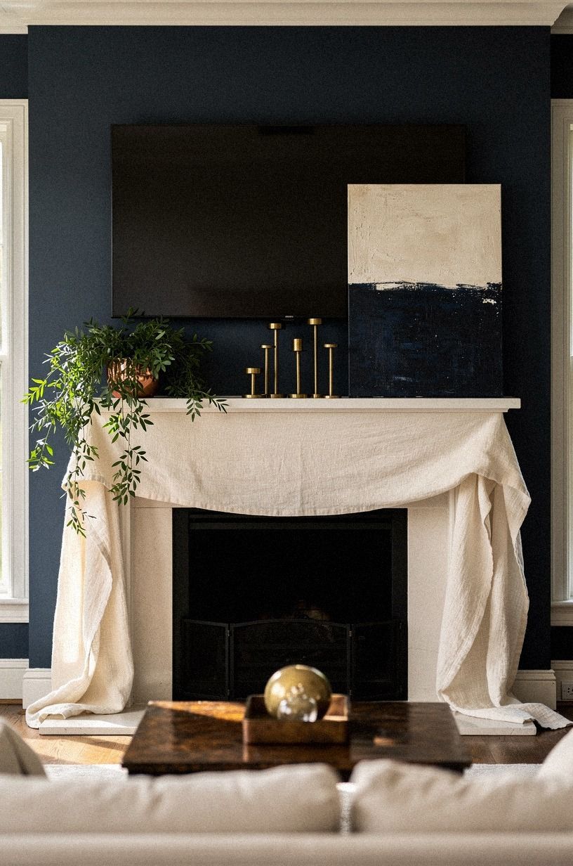 Add brass candlesticks in staggered heights
