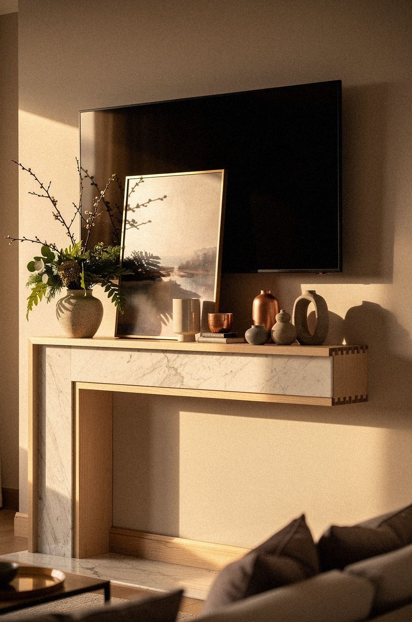 Finish with one branch-filled stoneware vase