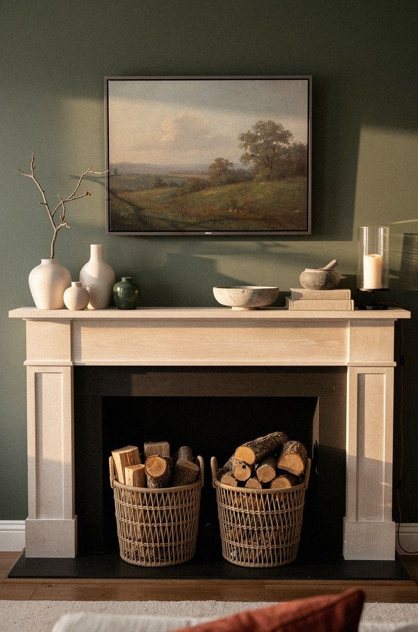 Ground the fireplace with woven log baskets