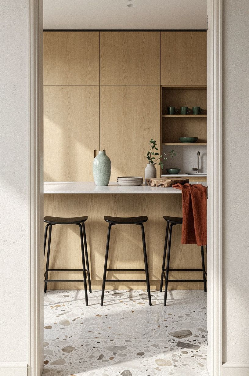 Ground the room with matte black stools
