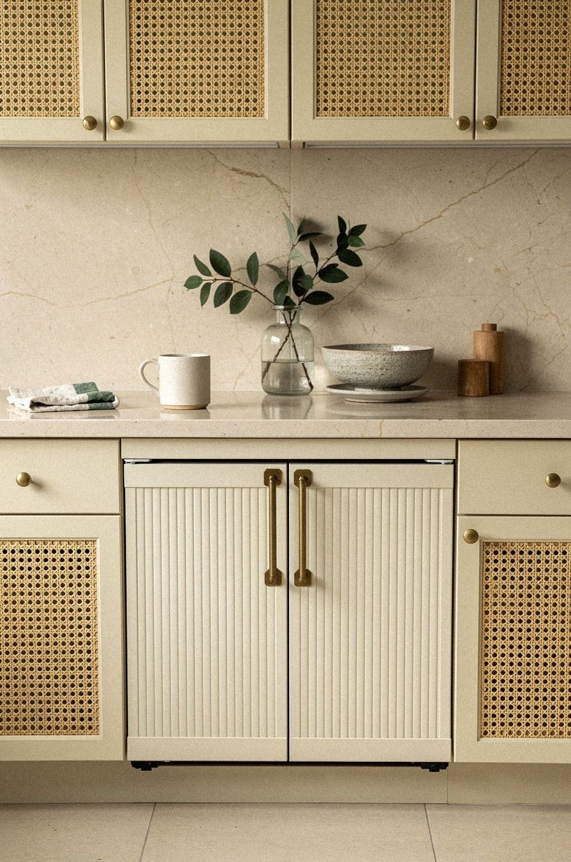 Hide countertop clutter behind tambour appliance doors