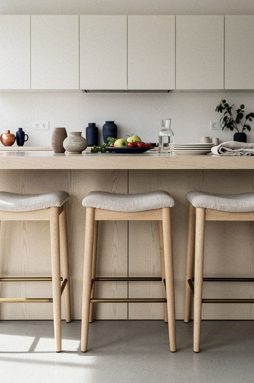 Frame the island with backless ash stools
