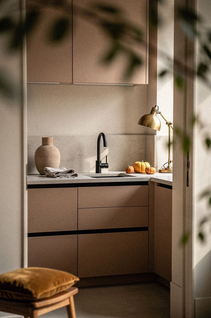 Repeat black accents in pulls and faucet