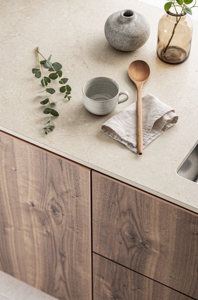 Choose slab counters in honed creamy stone
